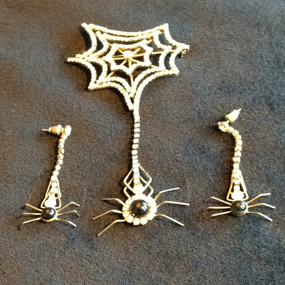 Austrian Crystal Spider & Web Brooch & Er’s